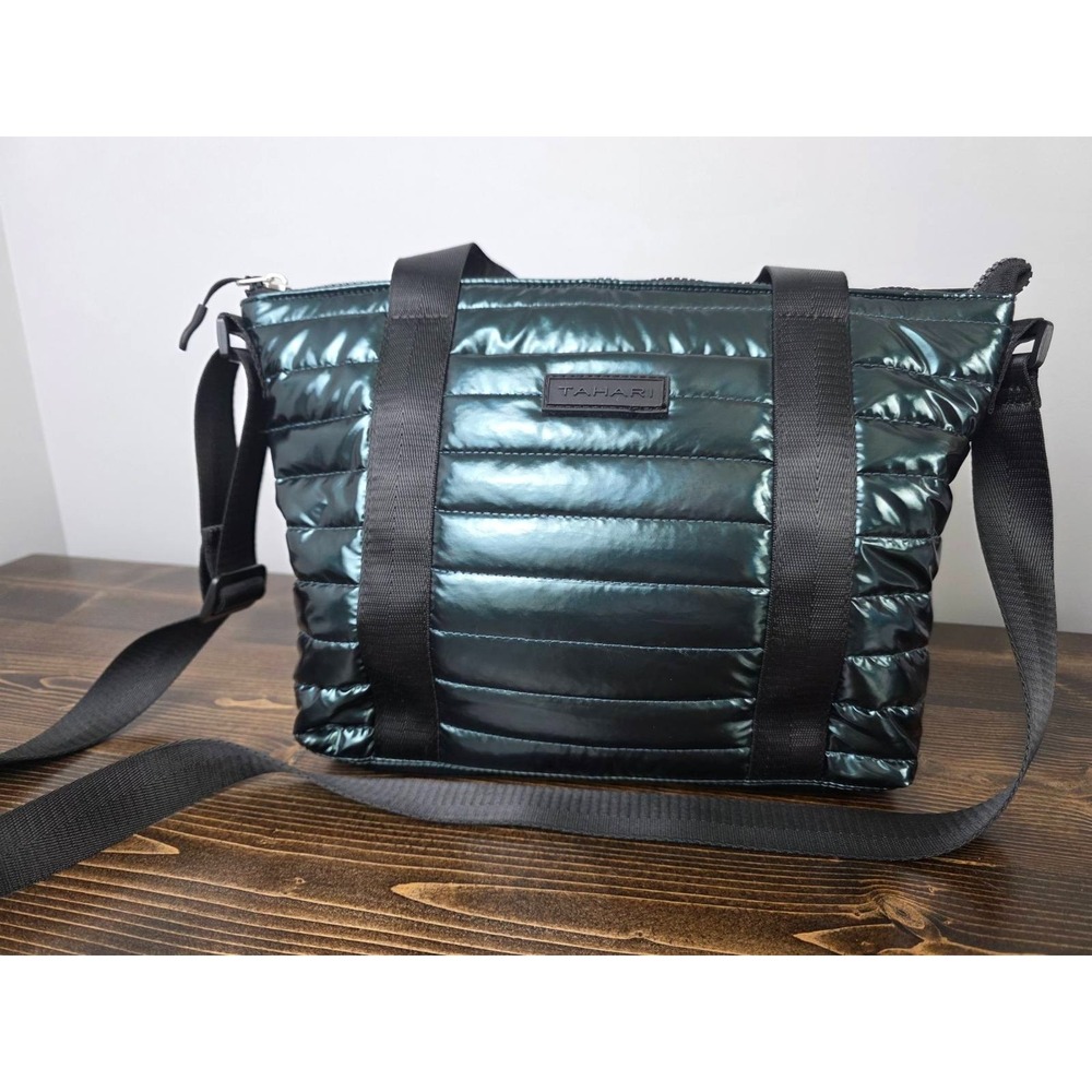 TAHARI Travel Shoulder Bag Green Nylon Crossbody Handbag Purse 61841